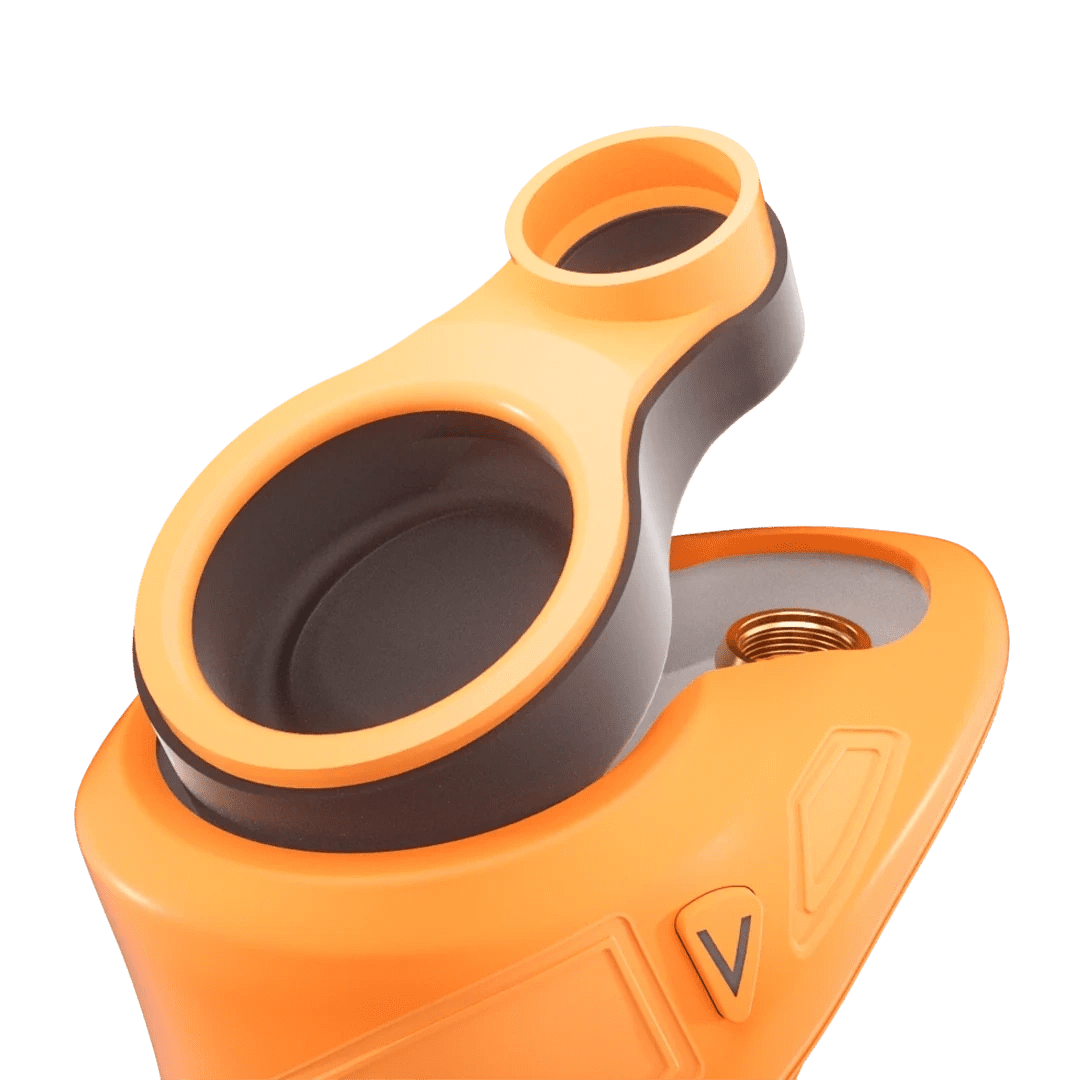 Orange and black abstract design object.