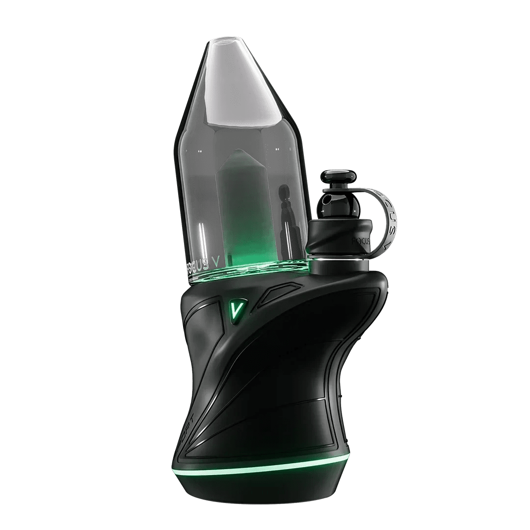 Modern electronic vaporizer with green lighting.