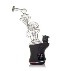 Electronic glass water pipe with digital display.