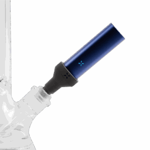 Vaporizer attached to glass water pipe.