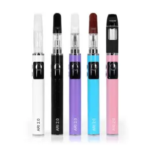 Display Box Different coloues of the ARI 2.0 white, Black, Pink, Blue and purple with cartridges in them